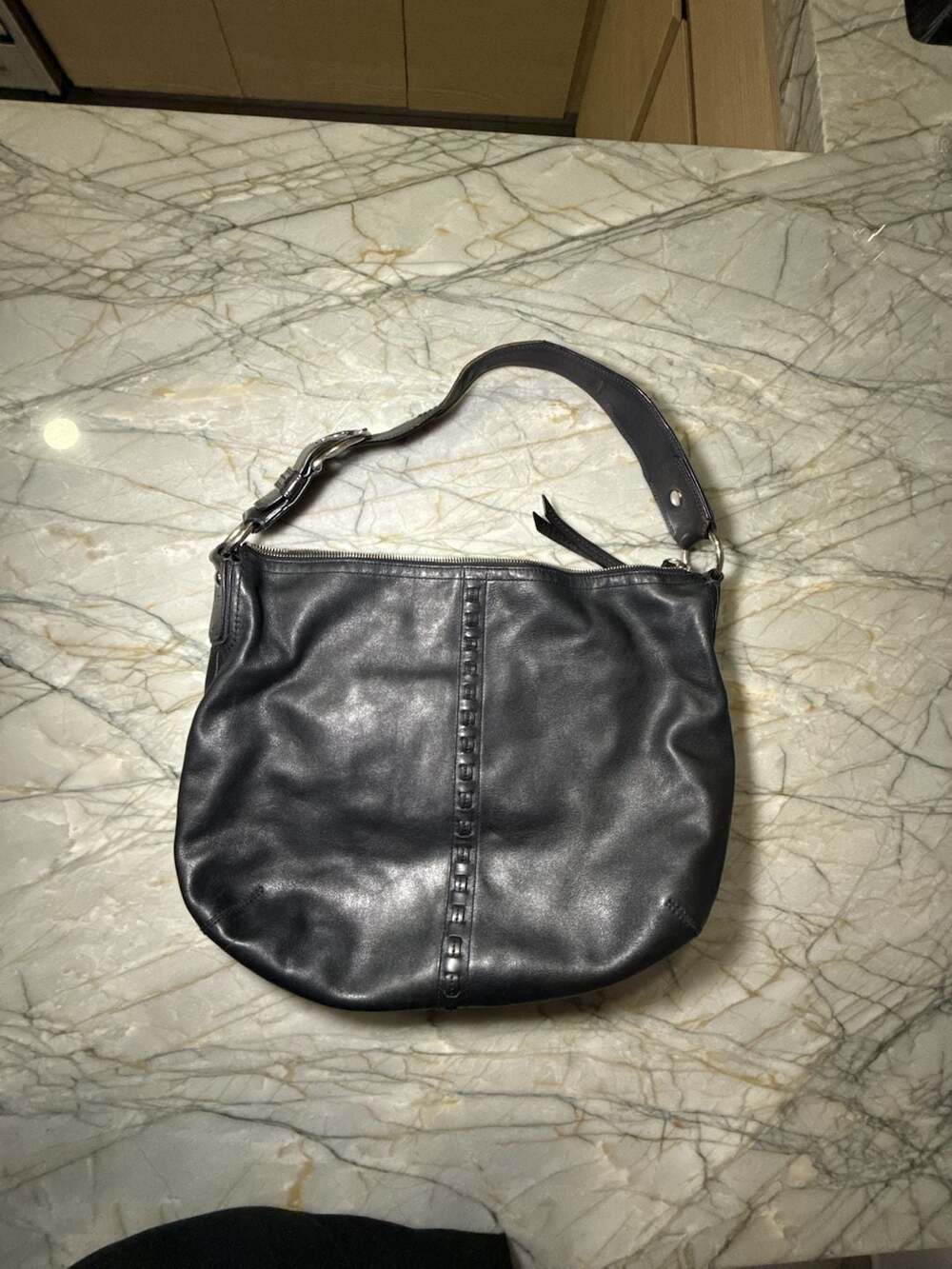 COACH SOHO F13108 Vintage Black Soft Leather Bag Large Hobo Shoulder Handbag